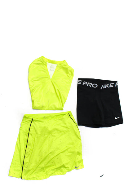 Nike Womens Satin Sleeveless Top Shorts Skort Black Green Size XS Small Lot 3