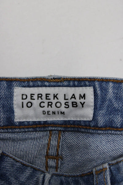 Derek Lam 10 Crosby Denim Womens Fringe Gia Cropped Flare Leg Jeans Blue Size 25