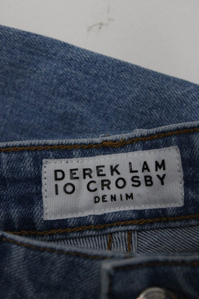 Derek Lam 10 Crosby Denim Womens Gia Mid Rise Cropped Flare Fringe Jeans Blue 25