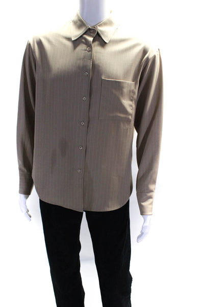 The Frankie Shop Mens Long Sleeve Striped Button Down Shirt Brown Size XS