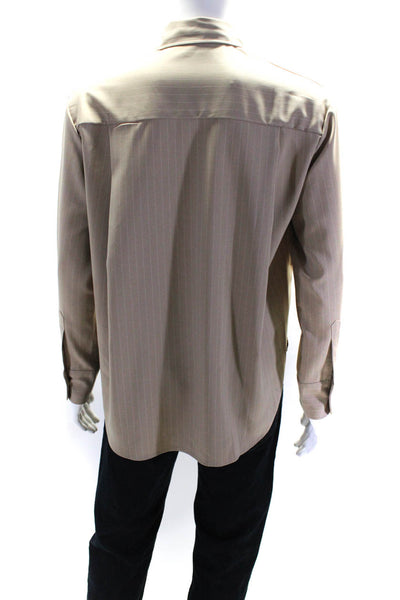 The Frankie Shop Mens Long Sleeve Striped Button Down Shirt Brown Size XS