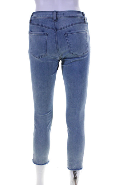 J Brand Womens Cotton Mid-Rise Distressed Straight Leg Jeans Blue Size 25