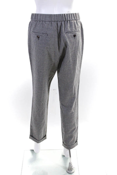 Peserico Womens Gray Wool Plaid High Rise Pull On Straight Leg Pants Size 40
