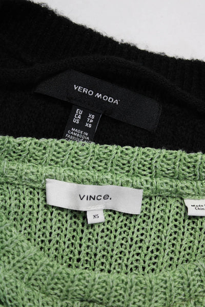 Vero Moda Women's V-Neck Sweater Black Green Size XS