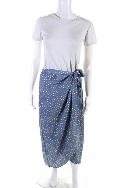 Max Studio Women's Polka Dot A Line Midi Skirt Blue Size L