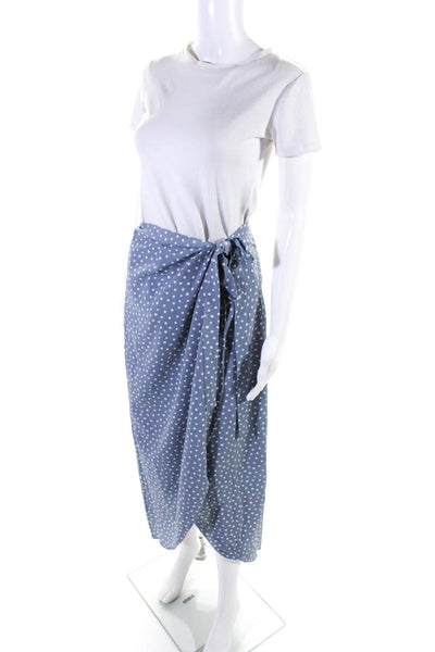 Max Studio Women's Polka Dot A Line Midi Skirt Blue Size L
