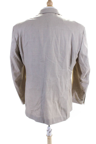 Jos A Bank Mens Cotton Solid Two Button Flap Pocket Suit Jacket Beige Size 44