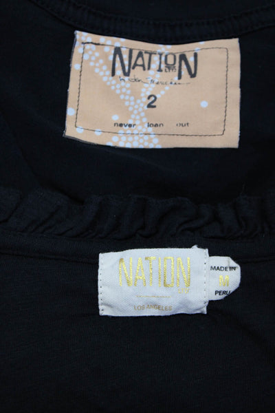 Nation Ltd by Jen Menchaca Womens Black Distress Cotton Tee Top Size 2 M Lot 2