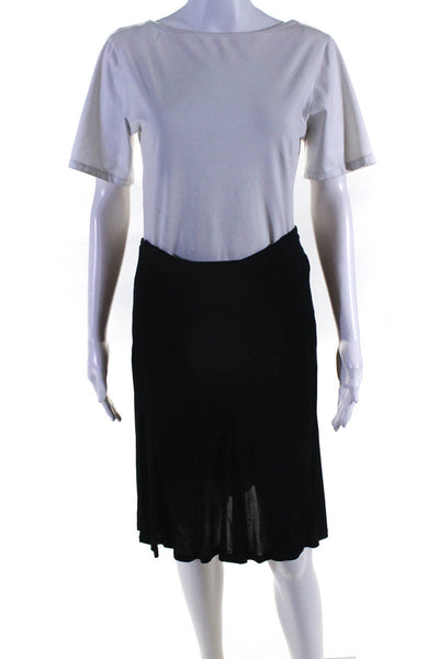 Donna Karan Womens Matte Jersey Elastic Waist Flare Skirt Black Size Medium