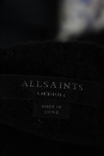 Allsaints Womens Pullover Side Slit Crew Neck Angela Sweatshirt Black Medium
