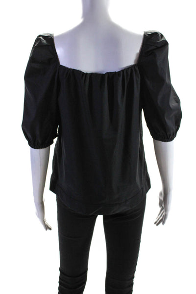 Finley Women's Square Neck Puffed Sleeved Blouse Black Size S