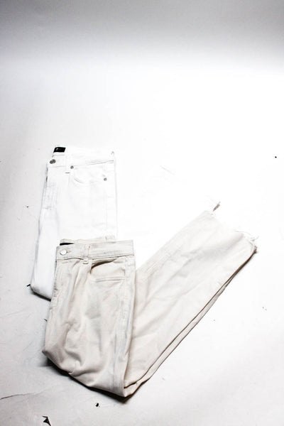 7 For All Mankind DL 1961 Womens Straight Distress Hem Jeans White Size 28 Lot 2
