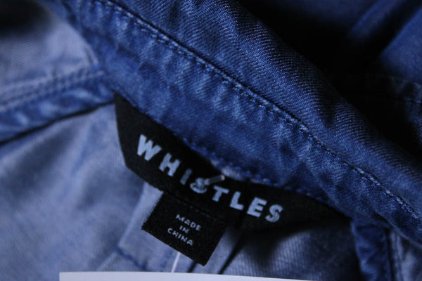 Whistles Women's V-Neck 3/4 Sleeves Blue Top Size 2