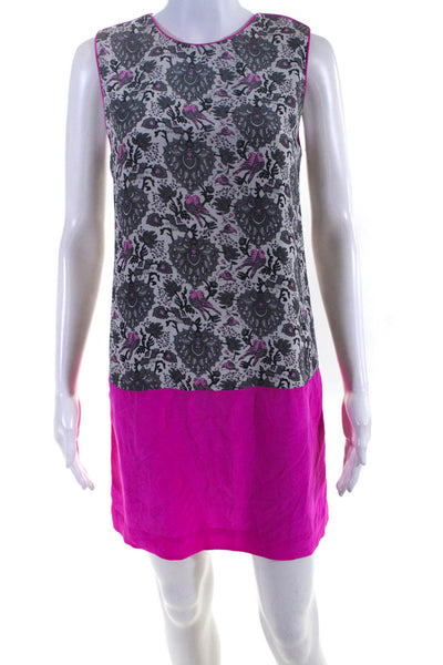 Rebecca Taylor Womens Abstract Color Block Sleeveless Tank Dress Pink Size 2