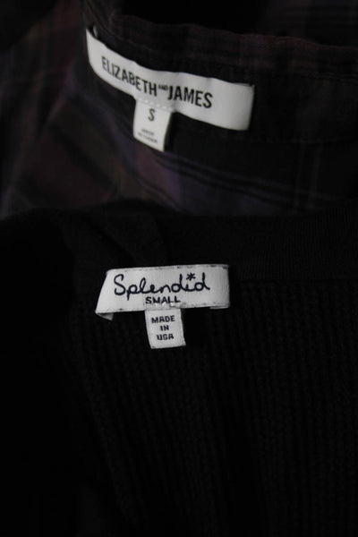 Elizabeth And James Womens Button Up Black Plaid Shirt Size S Lot 2