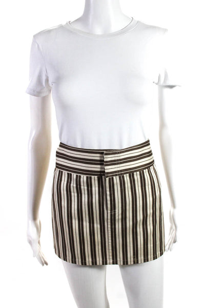 Alice + Olivia Women's Brown Stripe Mini Skirt Size 6