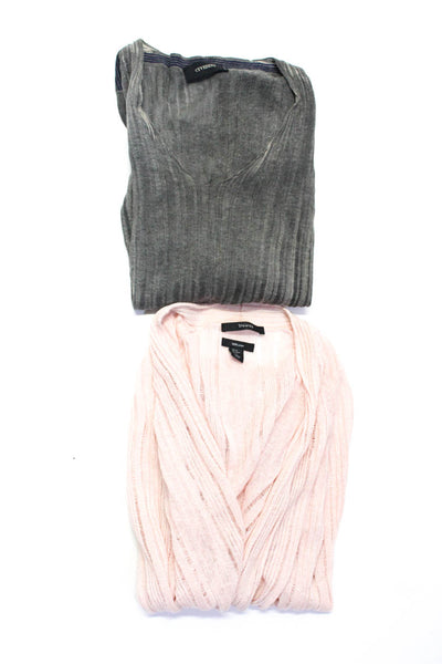 Tahari Cividini Womens Pink Linen Open Knit Cardigan Sweater Top Size M 46 Lot 2