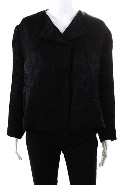 The Row Womens Black Wool Printed Cowl Neck Long Sleeve Lite Jacket Size 8
