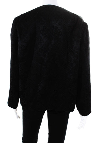The Row Womens Black Wool Printed Cowl Neck Long Sleeve Lite Jacket Size 8