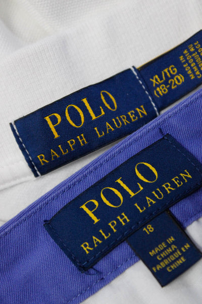 Polo Ralph Lauren Men's Collared Button Down Shirt Shorts White Purple Xl Lot 2