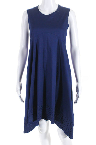 Nanette Lepore Womens Blue Crew Neck Zip Back Sleeveless A-Line Dress Size 6