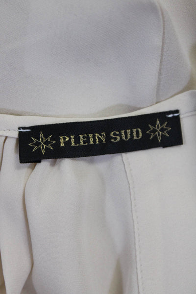 Plein Sud Womens Silk Key Hole Neck Tank Top Beige Size 6