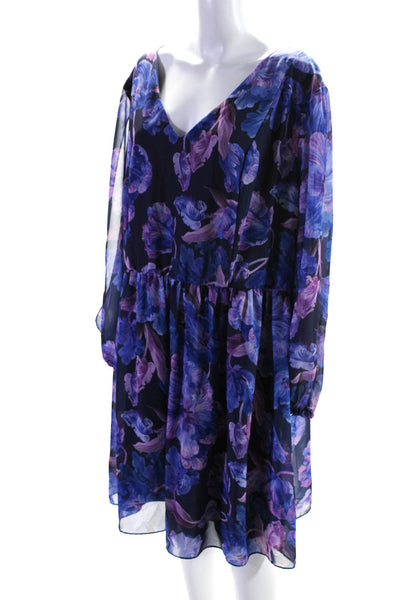 Alexia Admor Womens Blue Floral Print Dress Size 20 11446819