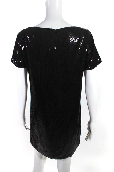 Robert Rodriguez Womens Sequin Embellished Short Sleeve Shirt Dress Black Size 6