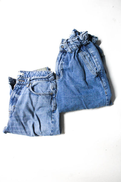 Zara Women's High Waisted Distressed Denim Jeans Blue Size 2 Lot 2