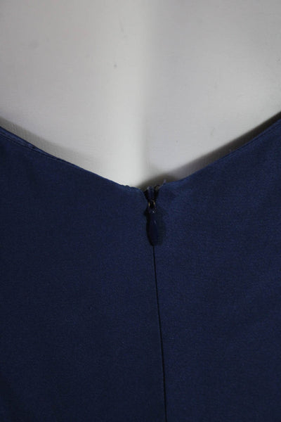 JonValdi Couture Womens Beaded Halter V Neck Sleeveless Gown Navy Blue Size 2