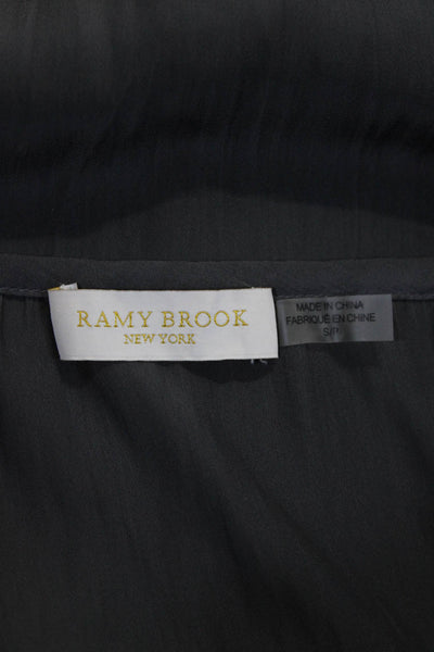 Ramy Brook Womens Key Hole Neck Long Sleeve Blouse Gray Size Small