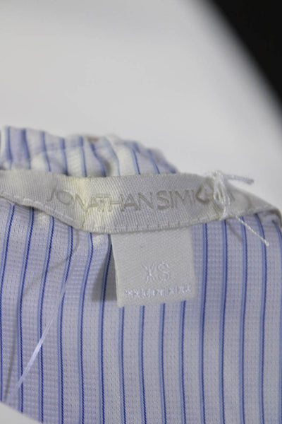 Jonathan Simkhai Womens Cotton Striped Cold Shoulder Blouse Top Blue Size XS