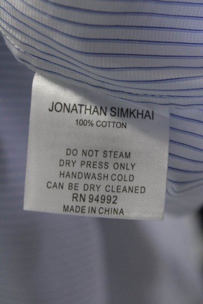 Jonathan Simkhai Womens Cotton Striped Cold Shoulder Blouse Top Blue Size XS