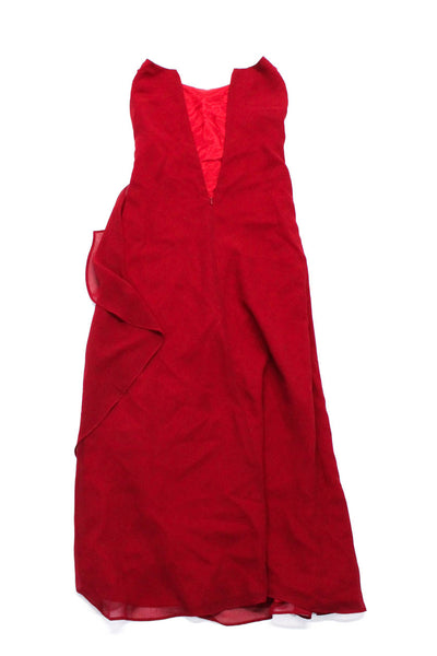 Bill Levkoff Womens Ruched Sleeveless A Line Gown  Red Size 6