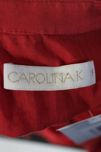 Carolina K Womens Cotton Lace Trim V-Neck Blouse Top Red Size S
