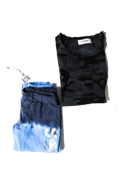 Soul Cycle Womens Camouflage Tank Top Ombre Jogger Pants Gray Blue M L Lot 2