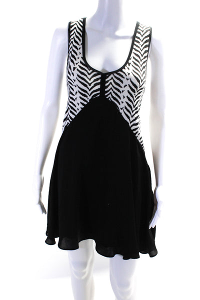 Free People Womens Black White Printed Scoop Neck Sleeveless A-Line Dress Size S