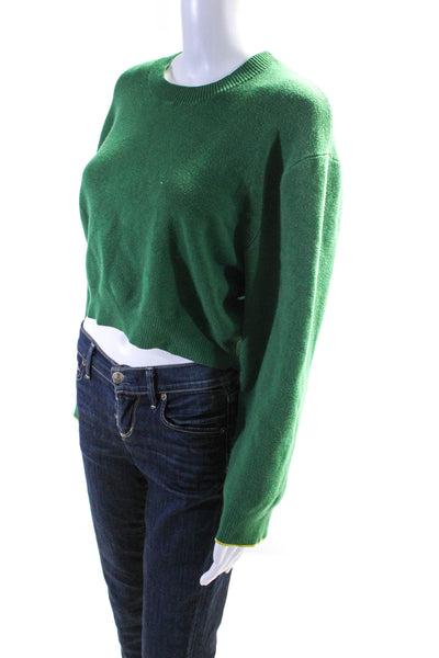 Live the Process Womens Solid Tight Ribbed Knit Cropped Sweater Green Size Small