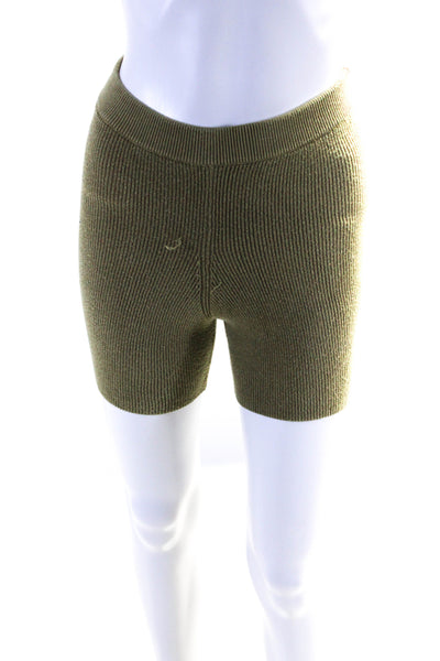 Live the Process Womens Solid High Waist Tight Knit Shorts Green Size Small