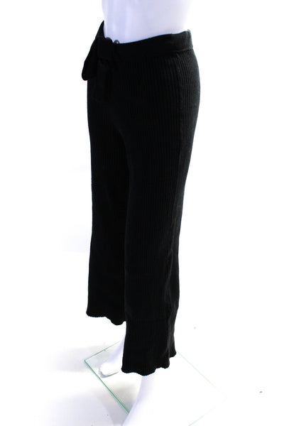 Live the Process Womens Ribbed Knit Solid Wide Leg Sweatpants Black Size Small