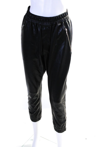 Marios Womens Solid Silver Zip Tapered Faux Leather Pants Black Size Small