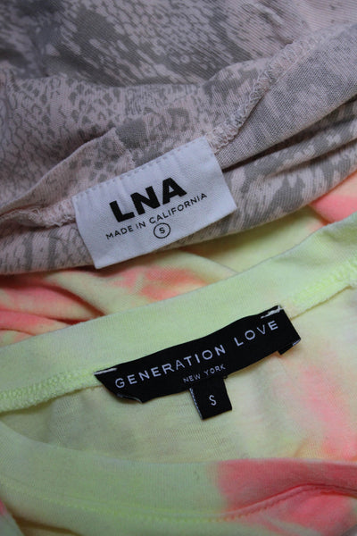 Generation Love LNA Womens Tie Dyed Snakeskin Print Tee Shirts Pink Small Lot 2