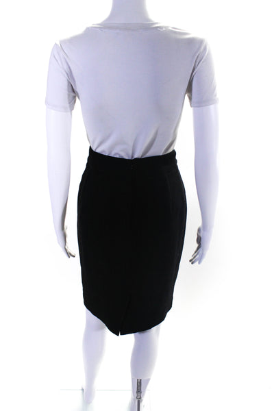 Armani Collezioni Womens Knee Length Pencil Skirt Black Wool Size 8