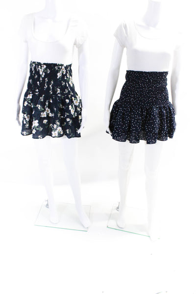 BB Dakota WAPG Womens Smocked Polka Dot Floral Mini Skirt Size Large Lot 2