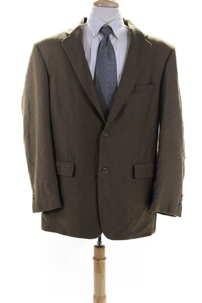 Roundtree & Yorke Mens Two Button Notched Lapel Blazer Jacket Brown Wool Size 40
