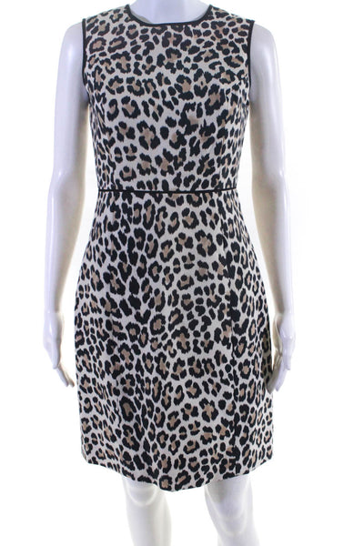 Kate Spade Womens Cotton Leopard Print Sheath Dress Beige Size 2