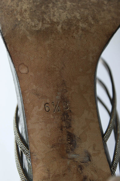 Pancaldi Womens Strappy Chain Slim Heel Mules Sandals Gray Size 6.5