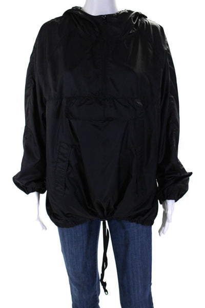 Jeanasis Womens Pullover Half Zip Hooded Oversized Jacket Black Size Large