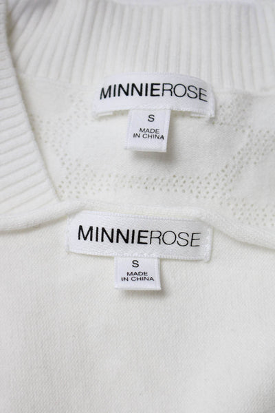 Minnie Rose Women's V-Neck Sweater Ivory Size S Lot