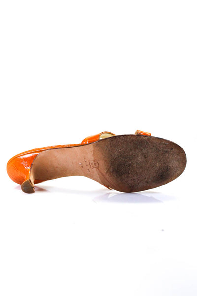 Titti Dell Acqua Womens Crocodile Criss Cross Mules Sandals Orange Size 39 9